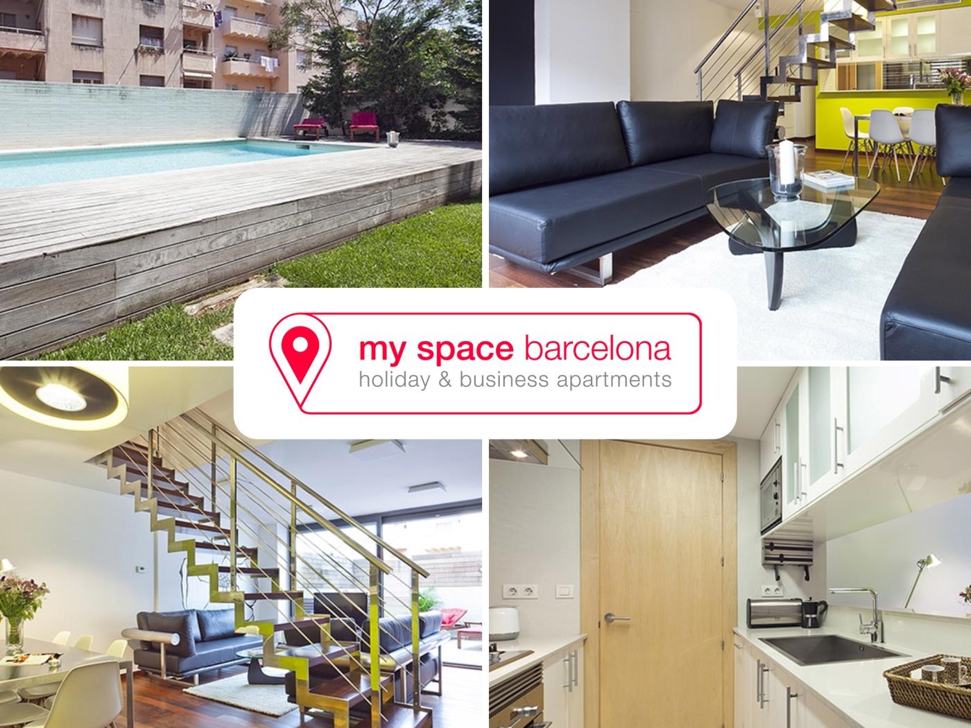 Group of 2 duplexes for up to 16 persons with with terrace & pool in the centre - My Space Barcelona Apartments